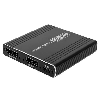 FD 1X2 4K 144HZ Audio Extractor Splitter DisplayPort 1.4 to Dual DisplayPort MST Hub, Plug:EU Plug - Switch by buy2fix | Online Shopping UK | buy2fix