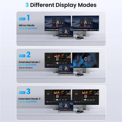 FD 1X2 4K 144HZ Audio Extractor Splitter DisplayPort 1.4 to Dual DisplayPort MST Hub, Plug:US Plug - Switch by buy2fix | Online Shopping UK | buy2fix