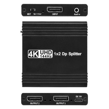 FD 1X2 4K 144HZ Audio Extractor Splitter DisplayPort 1.4 to Dual DisplayPort MST Hub, Plug:US Plug - Switch by buy2fix | Online Shopping UK | buy2fix