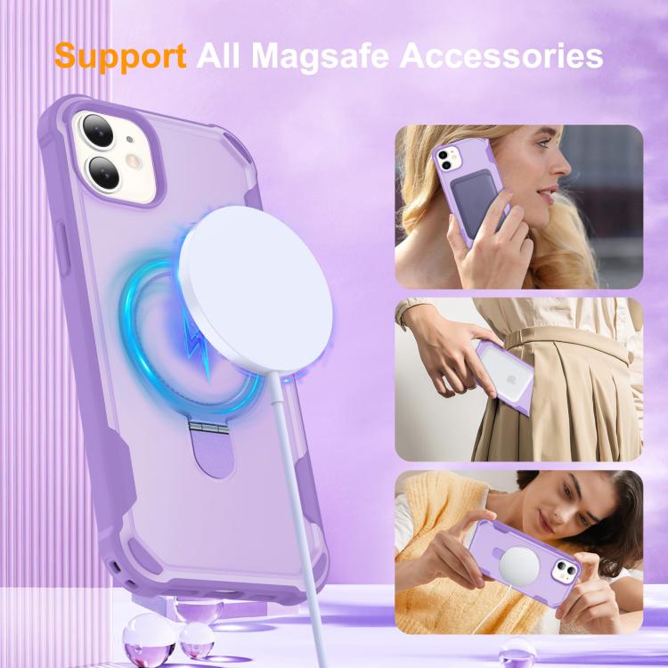 For iPhone 11 Yingcai Gears MagSafe Holder Shockproof Phone Case(Purple) - iPhone 11 Cases by buy2fix | Online Shopping UK | buy2fix