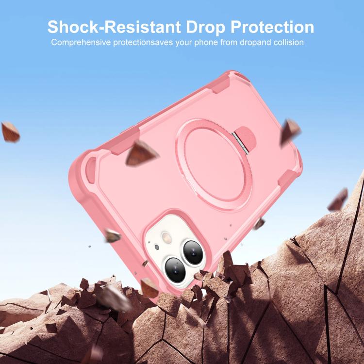 For iPhone 11 Yingcai Gears MagSafe Holder Shockproof Phone Case(Pink) - iPhone 11 Cases by buy2fix | Online Shopping UK | buy2fix