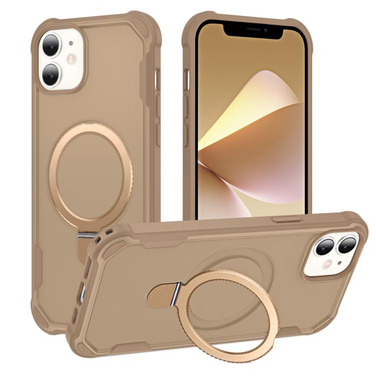 For iPhone 11 Yingcai Gears MagSafe Holder Shockproof Phone Case(Brown) - iPhone 11 Cases by buy2fix | Online Shopping UK | buy2fix