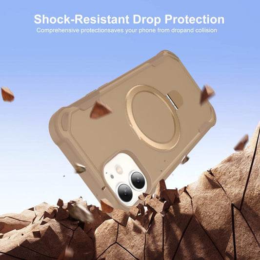 For iPhone 11 Yingcai Gears MagSafe Holder Shockproof Phone Case(Brown) - iPhone 11 Cases by buy2fix | Online Shopping UK | buy2fix