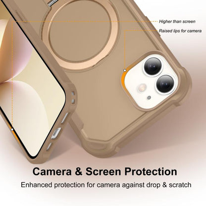 For iPhone 11 Yingcai Gears MagSafe Holder Shockproof Phone Case(Brown) - iPhone 11 Cases by buy2fix | Online Shopping UK | buy2fix