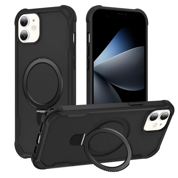 For iPhone 11 Yingcai Gears MagSafe Holder Shockproof Phone Case(Black) - iPhone 11 Cases by buy2fix | Online Shopping UK | buy2fix