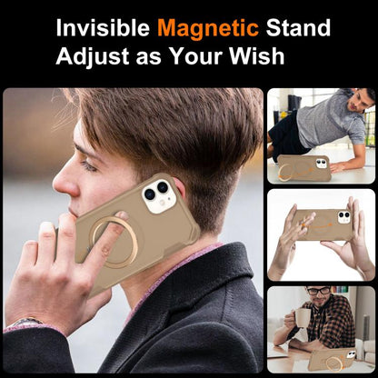 For iPhone 12 Yingcai Gears MagSafe Holder Shockproof Phone Case(Brown) - iPhone 12 / 12 Pro Cases by buy2fix | Online Shopping UK | buy2fix