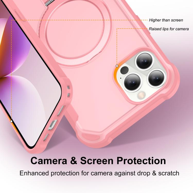 For iPhone 12 Pro Yingcai Gears MagSafe Holder Shockproof Phone Case(Pink) - iPhone 12 / 12 Pro Cases by buy2fix | Online Shopping UK | buy2fix