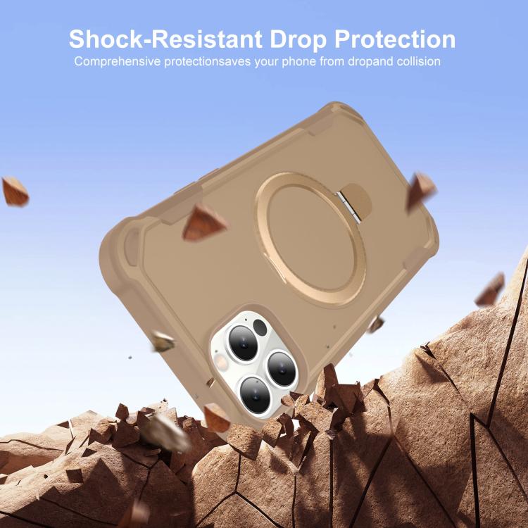 For iPhone 12 Pro Yingcai Gears MagSafe Holder Shockproof Phone Case(Brown) - iPhone 12 / 12 Pro Cases by buy2fix | Online Shopping UK | buy2fix