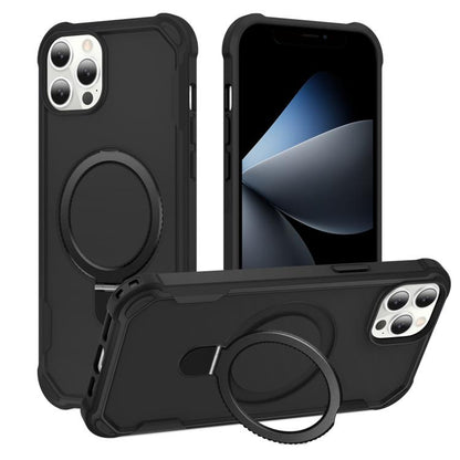 For iPhone 12 Pro Yingcai Gears MagSafe Holder Shockproof Phone Case(Black) - iPhone 12 / 12 Pro Cases by buy2fix | Online Shopping UK | buy2fix