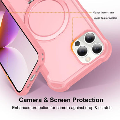 For iPhone 12 Pro Max Yingcai Gears MagSafe Holder Shockproof Phone Case(Pink) - iPhone 12 Pro Max Cases by buy2fix | Online Shopping UK | buy2fix