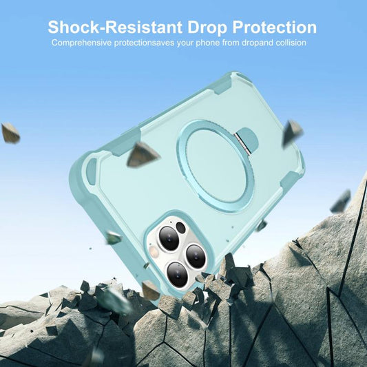 For iPhone 12 Pro Max Yingcai Gears MagSafe Holder Shockproof Phone Case(Blue) - iPhone 12 Pro Max Cases by buy2fix | Online Shopping UK | buy2fix