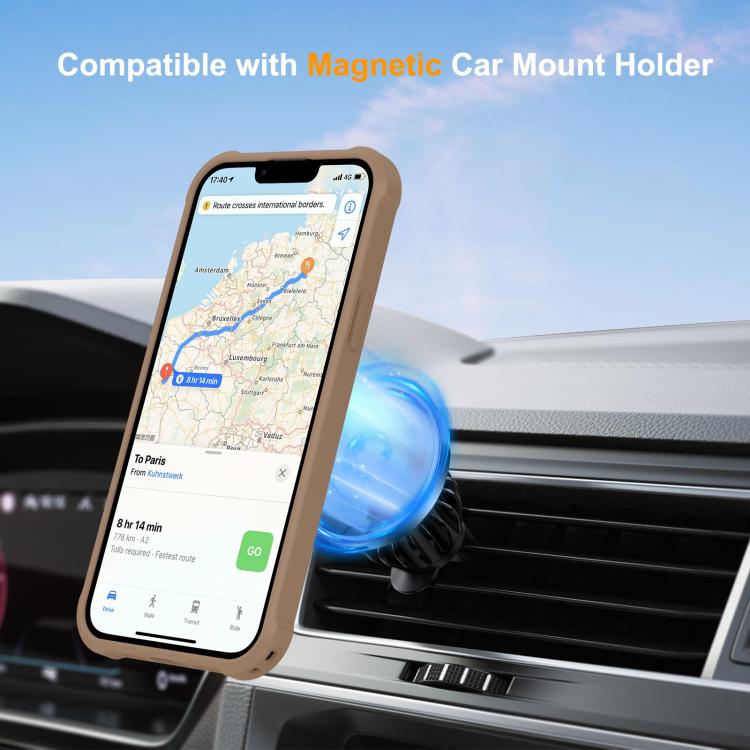 For iPhone 13 Yingcai Gears MagSafe Holder Shockproof Phone Case(Brown) - iPhone 13 Cases by buy2fix | Online Shopping UK | buy2fix