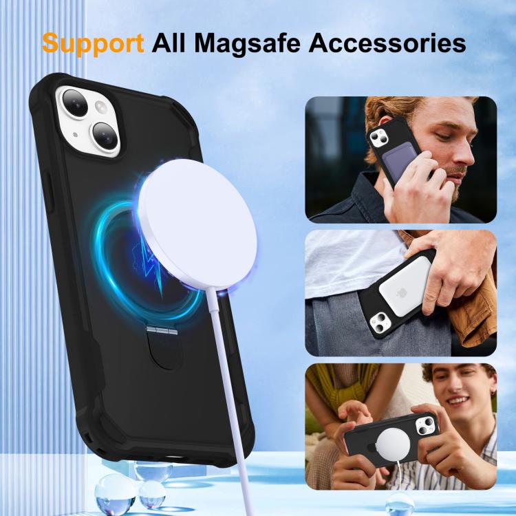 For iPhone 13 Yingcai Gears MagSafe Holder Shockproof Phone Case(Black) - iPhone 13 Cases by buy2fix | Online Shopping UK | buy2fix
