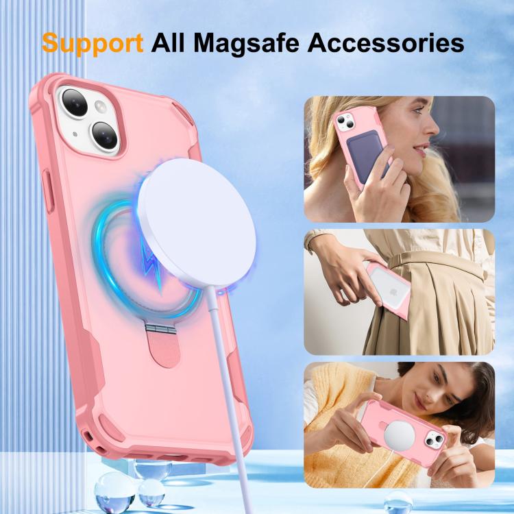 For iPhone 13 Pro Yingcai Gears MagSafe Holder Shockproof Phone Case(Pink) - iPhone 13 Pro Cases by buy2fix | Online Shopping UK | buy2fix