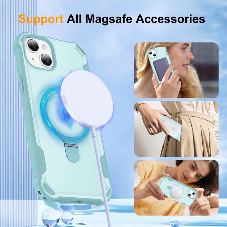 For iPhone 13 Pro Yingcai Gears MagSafe Holder Shockproof Phone Case(Blue) - iPhone 13 Pro Cases by buy2fix | Online Shopping UK | buy2fix
