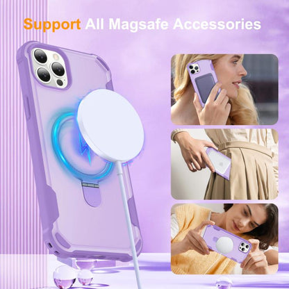 For iPhone 14 Pro Yingcai Gears MagSafe Holder Shockproof Phone Case(Purple) - iPhone 14 Pro Cases by buy2fix | Online Shopping UK | buy2fix