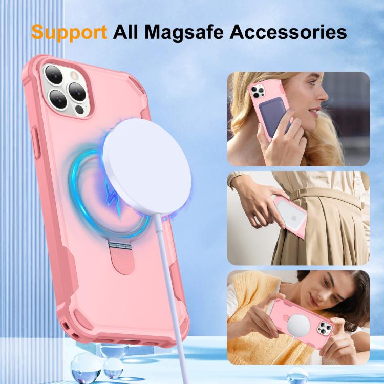 For iPhone 14 Pro Yingcai Gears MagSafe Holder Shockproof Phone Case(Pink) - iPhone 14 Pro Cases by buy2fix | Online Shopping UK | buy2fix