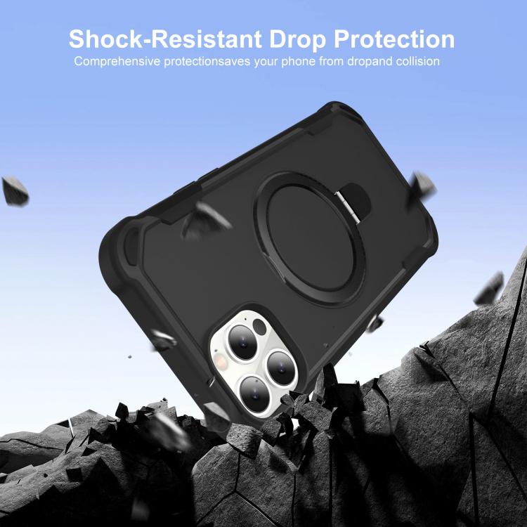 For iPhone 14 Pro Yingcai Gears MagSafe Holder Shockproof Phone Case(Black) - iPhone 14 Pro Cases by buy2fix | Online Shopping UK | buy2fix