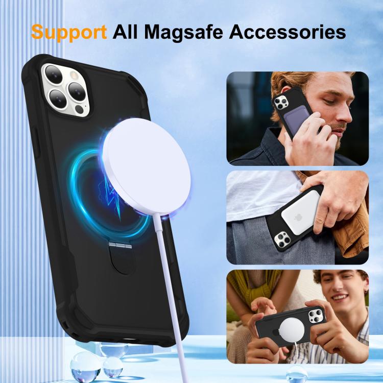 For iPhone 14 Pro Yingcai Gears MagSafe Holder Shockproof Phone Case(Black) - iPhone 14 Pro Cases by buy2fix | Online Shopping UK | buy2fix