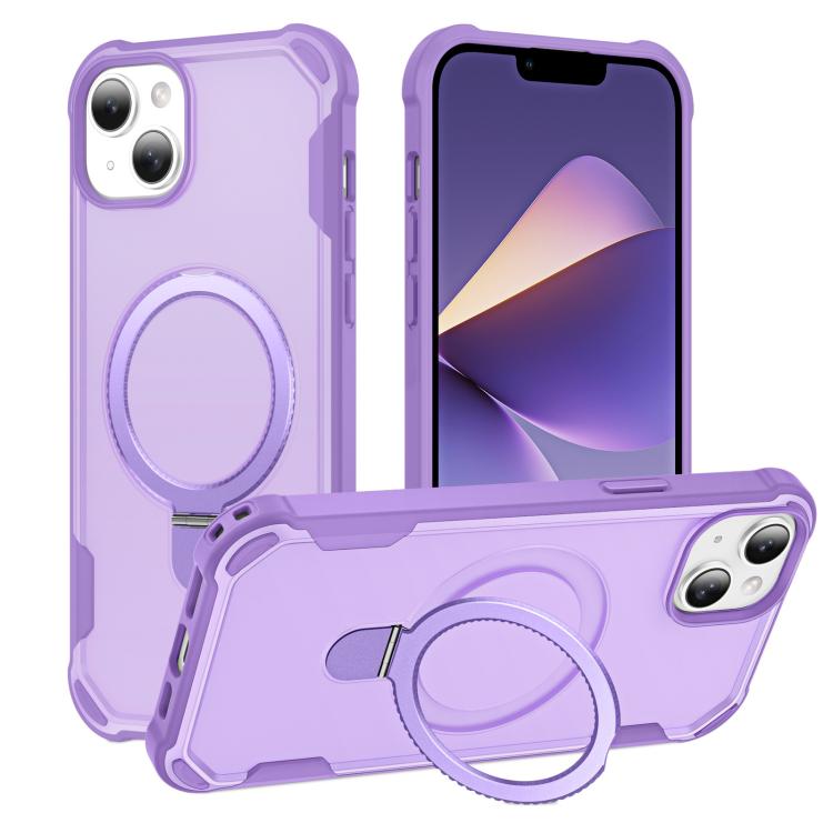 For iPhone 14 Plus Yingcai Gears MagSafe Holder Shockproof Phone Case(Purple) - iPhone 14 Plus Cases by buy2fix | Online Shopping UK | buy2fix