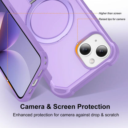 For iPhone 14 Plus Yingcai Gears MagSafe Holder Shockproof Phone Case(Purple) - iPhone 14 Plus Cases by buy2fix | Online Shopping UK | buy2fix