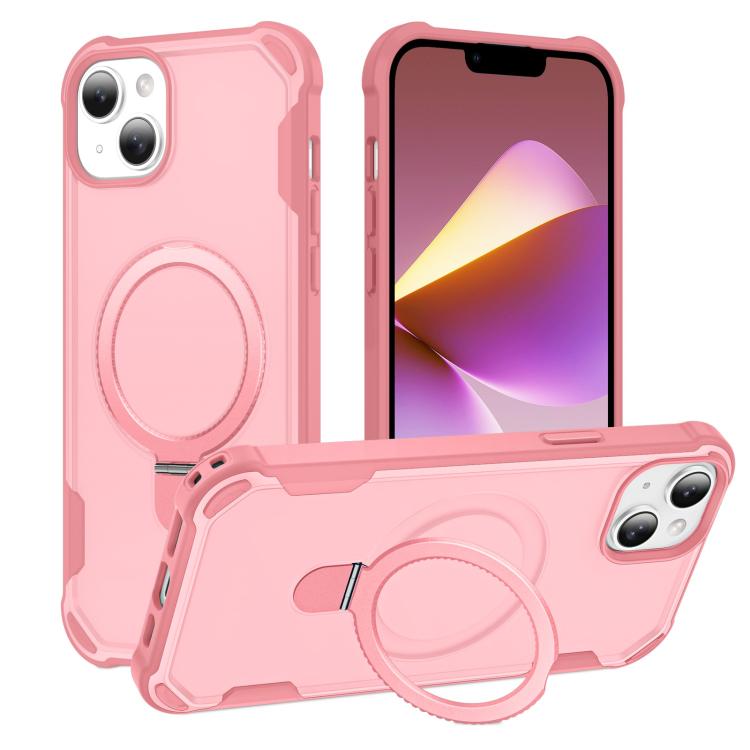 For iPhone 14 Plus Yingcai Gears MagSafe Holder Shockproof Phone Case(Pink) - iPhone 14 Plus Cases by buy2fix | Online Shopping UK | buy2fix