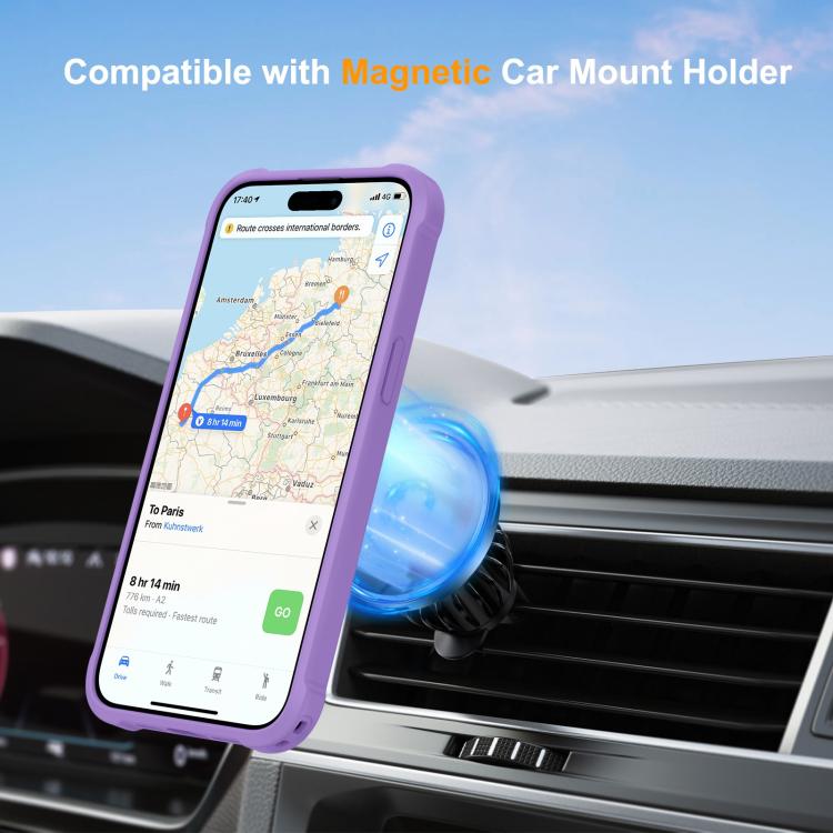 For iPhone 14 Pro Max Yingcai Gears MagSafe Holder Shockproof Phone Case(Purple) - iPhone 14 Pro Max Cases by buy2fix | Online Shopping UK | buy2fix