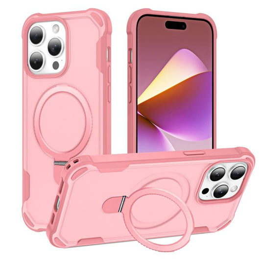 For iPhone 14 Pro Max Yingcai Gears MagSafe Holder Shockproof Phone Case(Pink) - iPhone 14 Pro Max Cases by buy2fix | Online Shopping UK | buy2fix