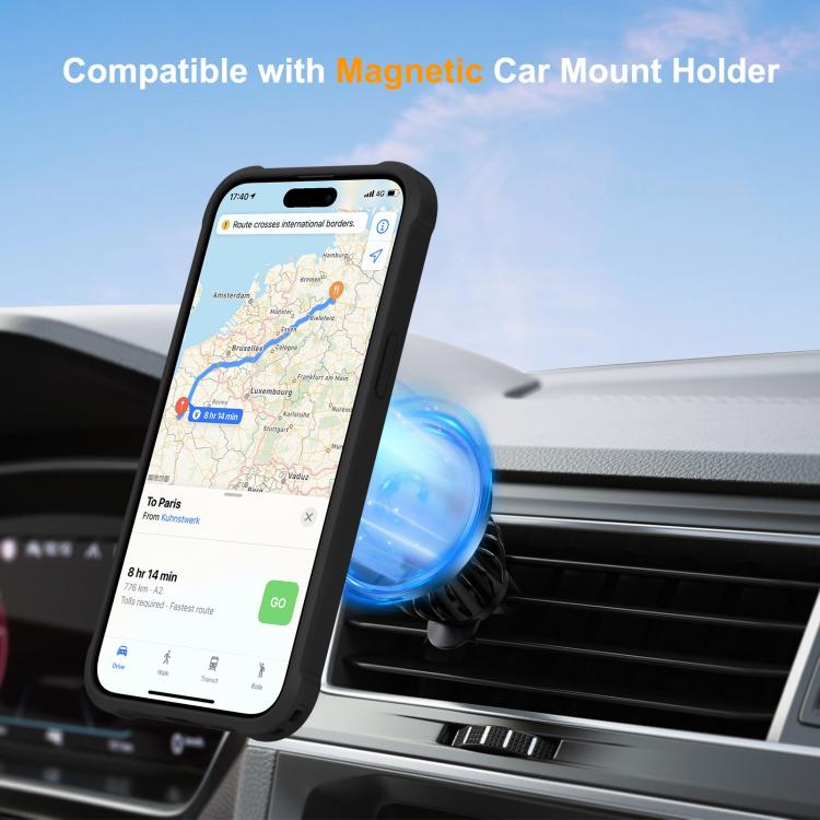 For iPhone 14 Pro Max Yingcai Gears MagSafe Holder Shockproof Phone Case(Black) - iPhone 14 Pro Max Cases by buy2fix | Online Shopping UK | buy2fix