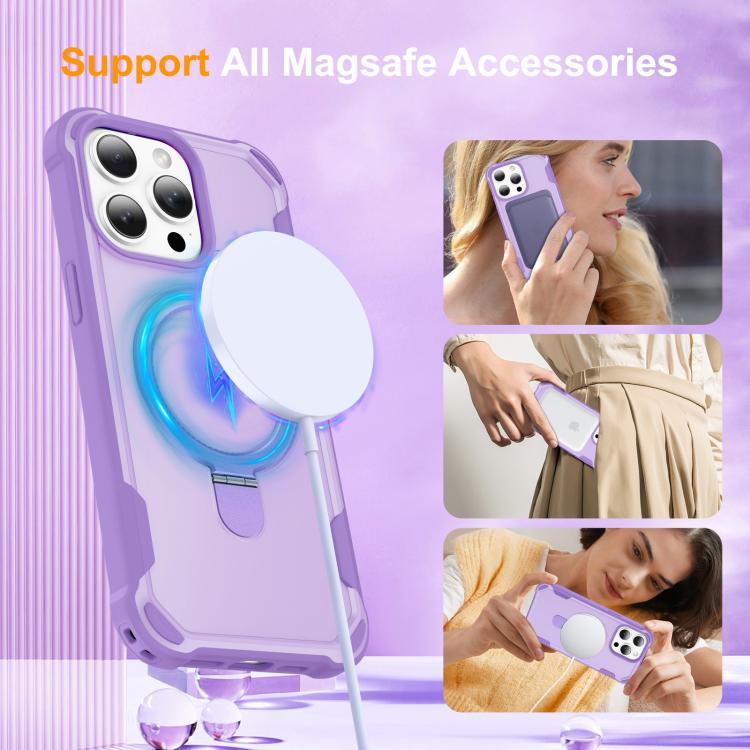 For iPhone 15 Pro Yingcai Gears MagSafe Holder Shockproof Phone Case(Purple) - iPhone 15 Pro Cases by buy2fix | Online Shopping UK | buy2fix
