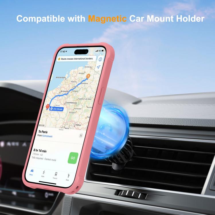 For iPhone 15 Pro Yingcai Gears MagSafe Holder Shockproof Phone Case(Pink) - iPhone 15 Pro Cases by buy2fix | Online Shopping UK | buy2fix