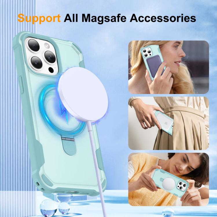 For iPhone 15 Pro Yingcai Gears MagSafe Holder Shockproof Phone Case(Blue) - iPhone 15 Pro Cases by buy2fix | Online Shopping UK | buy2fix