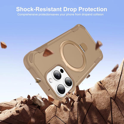 For iPhone 15 Pro Yingcai Gears MagSafe Holder Shockproof Phone Case(Brown) - iPhone 15 Pro Cases by buy2fix | Online Shopping UK | buy2fix