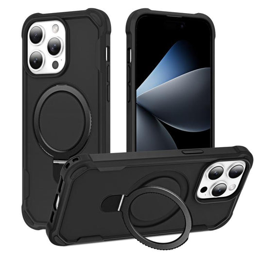 For iPhone 15 Pro Yingcai Gears MagSafe Holder Shockproof Phone Case(Black) - iPhone 15 Pro Cases by buy2fix | Online Shopping UK | buy2fix