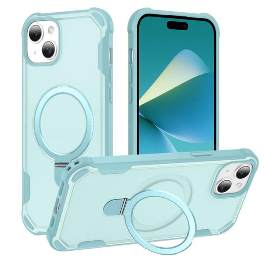 For iPhone 15 Plus Yingcai Gears MagSafe Holder Shockproof Phone Case(Blue) - iPhone 15 Plus Cases by buy2fix | Online Shopping UK | buy2fix