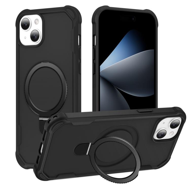 For iPhone 15 Plus Yingcai Gears MagSafe Holder Shockproof Phone Case(Black) - iPhone 15 Plus Cases by buy2fix | Online Shopping UK | buy2fix