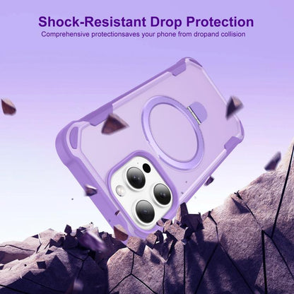 For iPhone 15 Pro Max Yingcai Gears MagSafe Holder Shockproof Phone Case(Purple) - iPhone 15 Pro Max Cases by buy2fix | Online Shopping UK | buy2fix