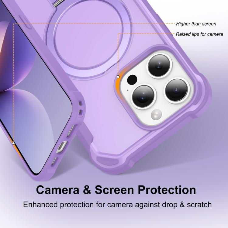 For iPhone 15 Pro Max Yingcai Gears MagSafe Holder Shockproof Phone Case(Purple) - iPhone 15 Pro Max Cases by buy2fix | Online Shopping UK | buy2fix
