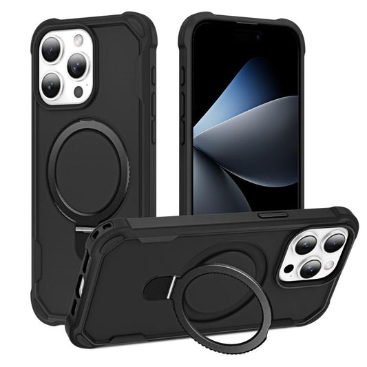 For iPhone 15 Pro Max Yingcai Gears MagSafe Holder Shockproof Phone Case(Black) - iPhone 15 Pro Max Cases by buy2fix | Online Shopping UK | buy2fix