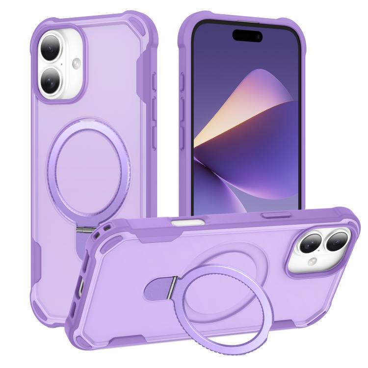 For iPhone 16 Yingcai Gears MagSafe Holder Shockproof Phone Case(Purple) - iPhone 16 Cases by buy2fix | Online Shopping UK | buy2fix