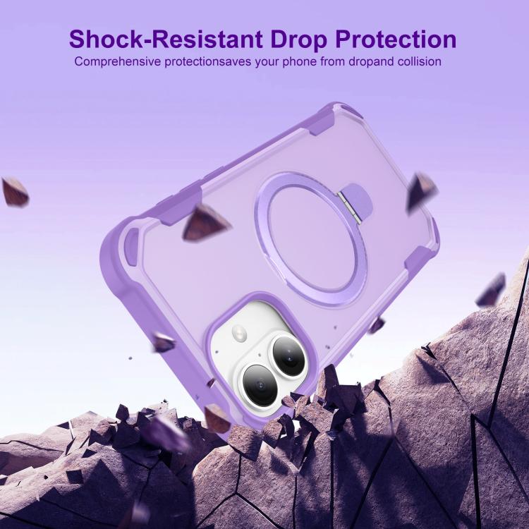 For iPhone 16 Yingcai Gears MagSafe Holder Shockproof Phone Case(Purple) - iPhone 16 Cases by buy2fix | Online Shopping UK | buy2fix