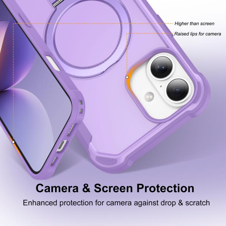For iPhone 16 Yingcai Gears MagSafe Holder Shockproof Phone Case(Purple) - iPhone 16 Cases by buy2fix | Online Shopping UK | buy2fix