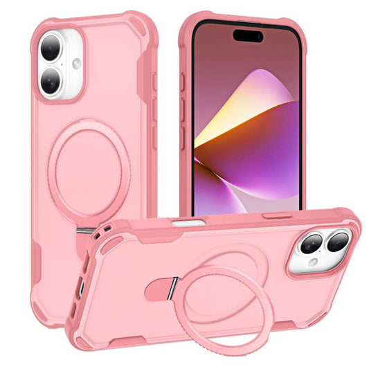 For iPhone 16 Yingcai Gears MagSafe Holder Shockproof Phone Case(Pink) - iPhone 16 Cases by buy2fix | Online Shopping UK | buy2fix