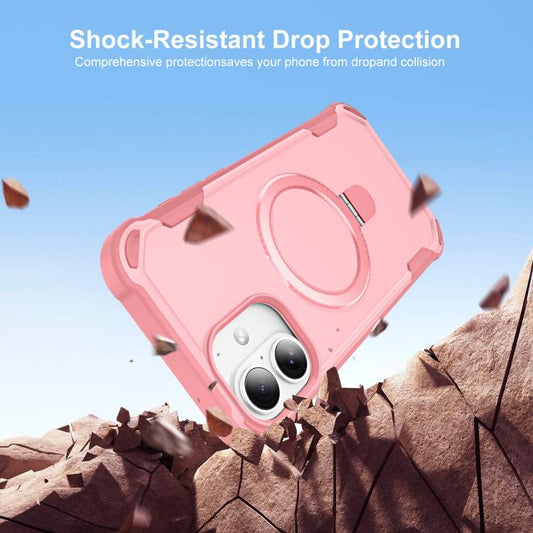 For iPhone 16 Plus Yingcai Gears MagSafe Holder Shockproof Phone Case(Pink) - iPhone 16 Plus Cases by buy2fix | Online Shopping UK | buy2fix