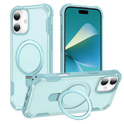 For iPhone 16 Plus Yingcai Gears MagSafe Holder Shockproof Phone Case(Blue) - iPhone 16 Plus Cases by buy2fix | Online Shopping UK | buy2fix