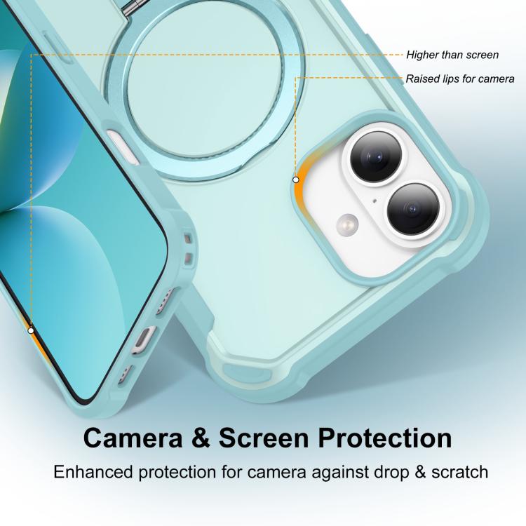 For iPhone 16 Plus Yingcai Gears MagSafe Holder Shockproof Phone Case(Blue) - iPhone 16 Plus Cases by buy2fix | Online Shopping UK | buy2fix