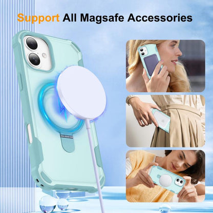 For iPhone 16 Plus Yingcai Gears MagSafe Holder Shockproof Phone Case(Blue) - iPhone 16 Plus Cases by buy2fix | Online Shopping UK | buy2fix