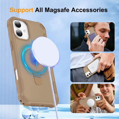 For iPhone 16 Plus Yingcai Gears MagSafe Holder Shockproof Phone Case(Brown) - iPhone 16 Plus Cases by buy2fix | Online Shopping UK | buy2fix