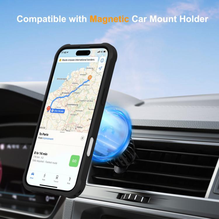 For iPhone 16 Plus Yingcai Gears MagSafe Holder Shockproof Phone Case(Black) - iPhone 16 Plus Cases by buy2fix | Online Shopping UK | buy2fix