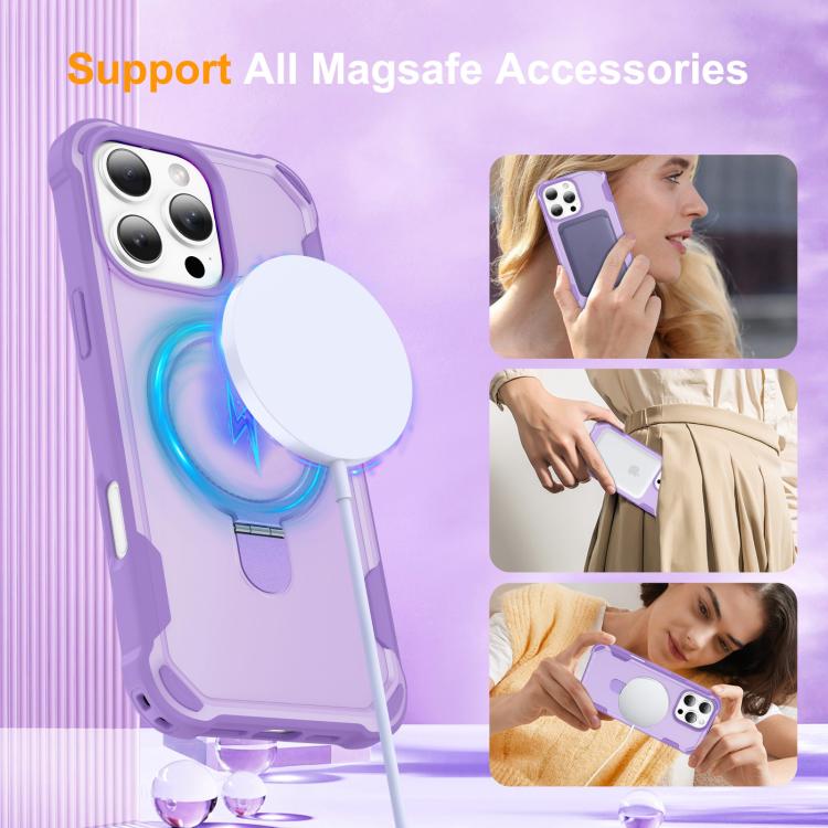 For iPhone 16 Pro Yingcai Gears MagSafe Holder Shockproof Phone Case(Purple) - iPhone 16 Pro Cases by buy2fix | Online Shopping UK | buy2fix